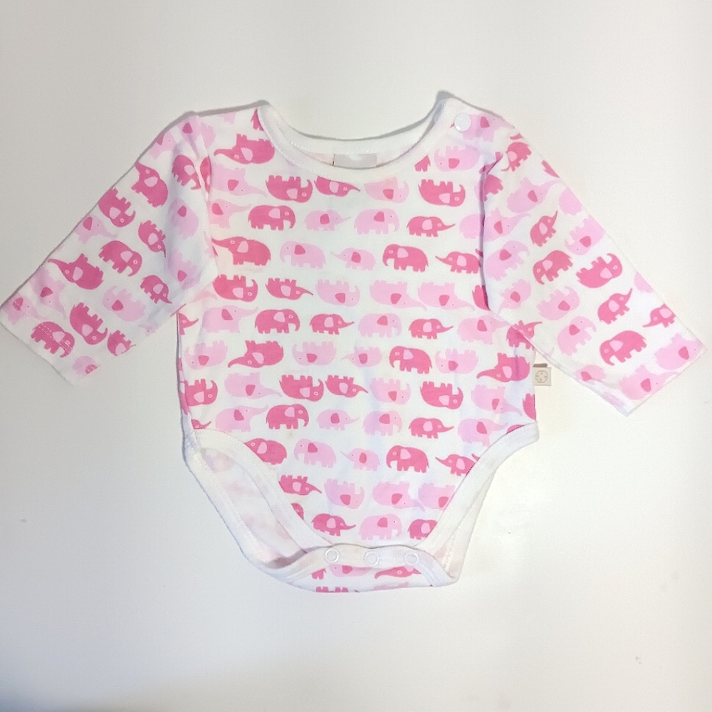 Pink Elephant Print Girls' Onesie